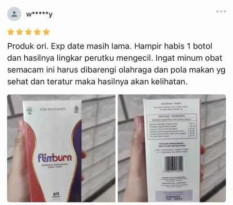 Ulasan pembeli bintang 5: hampir habis 1 botol, lingkar perut mengecil, dibarengi olahraga dan pola makan sehat